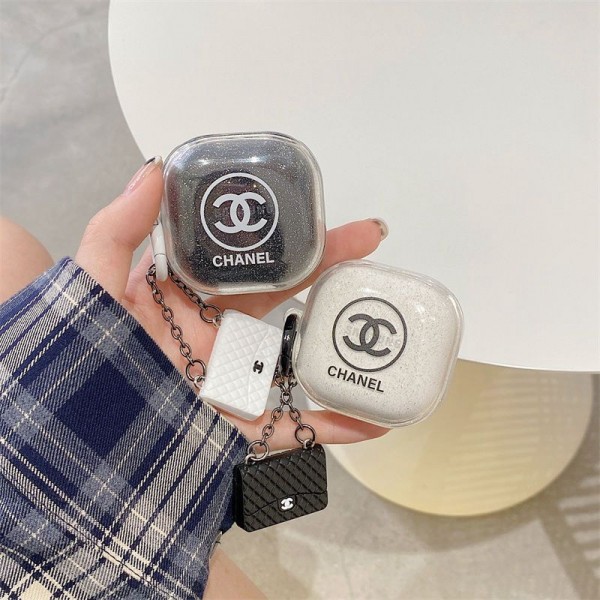 Fashion chanel lady airpods 3 pro2 Max Brand Galaxy Buds FE 2 Pro live Cover ledertasche chanel Luxury airpods 3rd Generation samsung buds 2 pro live fe Wireless Charging case coqueairpods pro2 Case Cover with Keychain