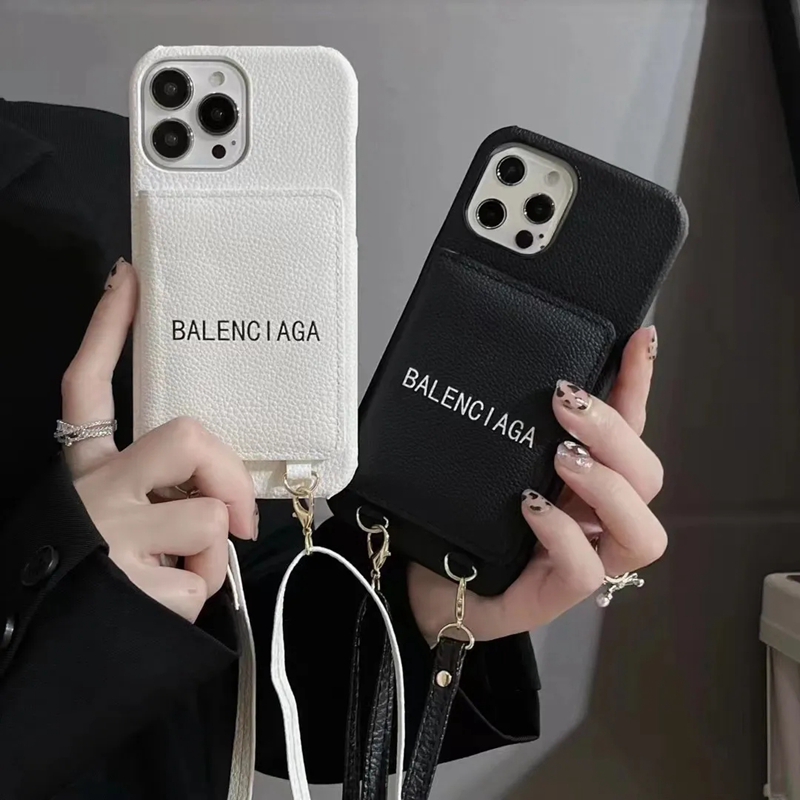 women men Card Slots Purse Leather  Balenciaga iPhone 15 14/13/12/11 pro xr/xs case