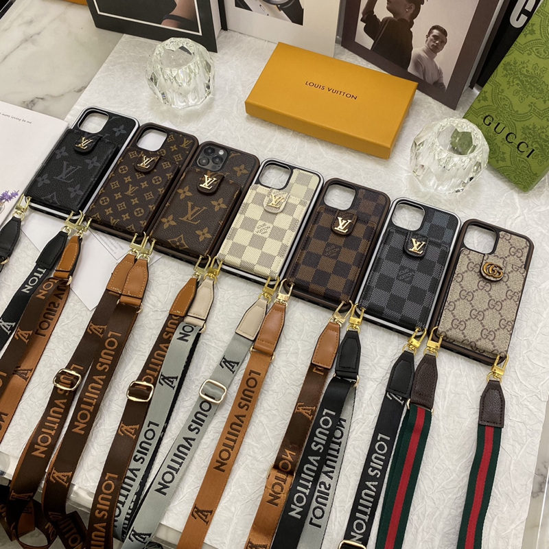 Leather Crossbody Louis Vuitton Gucci iPhone 15 pro 13/14 15 Pro Max Case Custodia Hulle