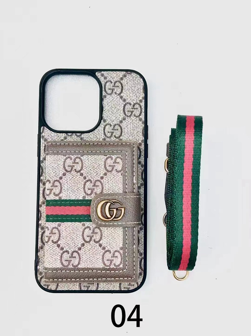 Card Slots Crossbody Leather Lv Gucci iPhone 16 plus 15 Pro max Case 